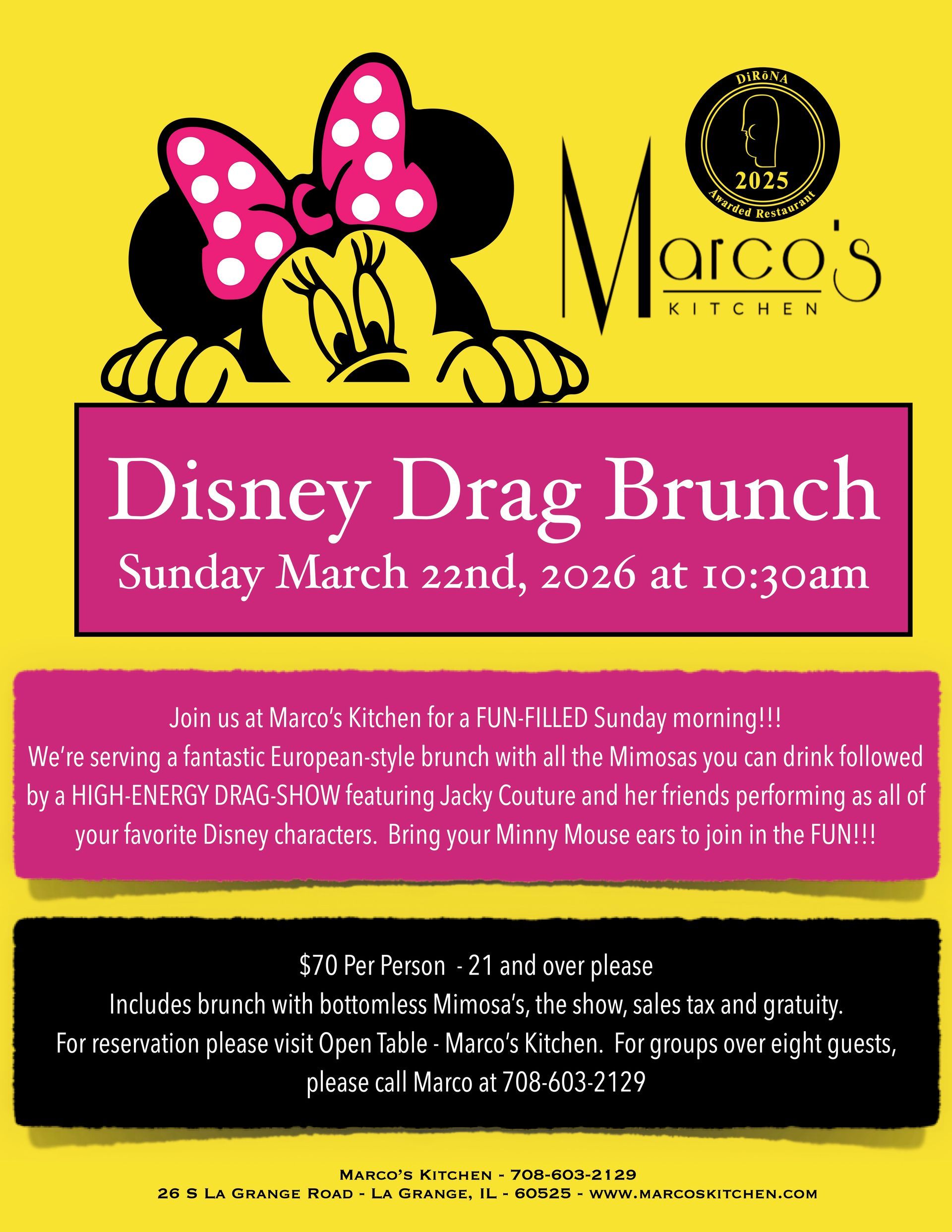 A poster for marco 's summer drag brunch