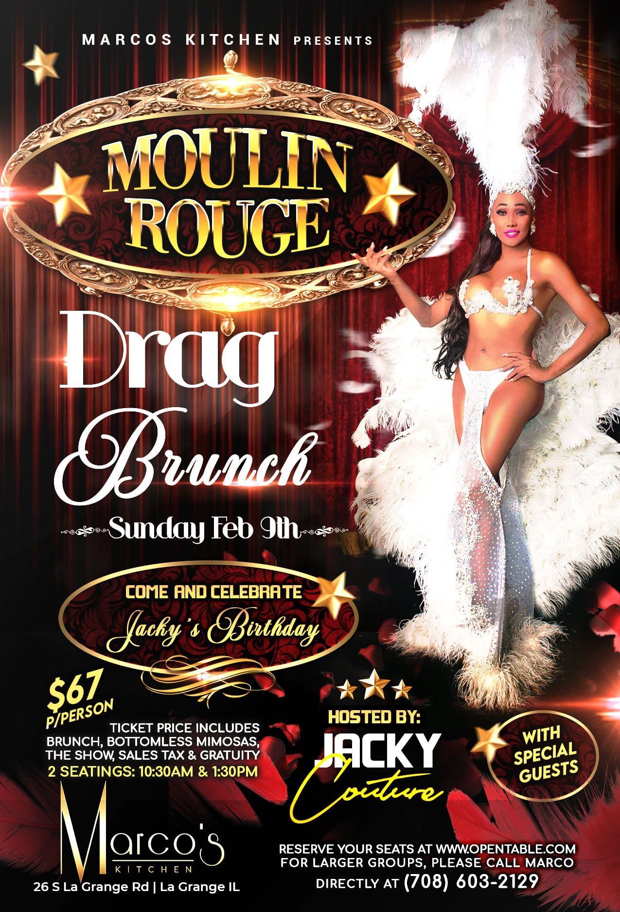 A poster for marco 's summer drag brunch