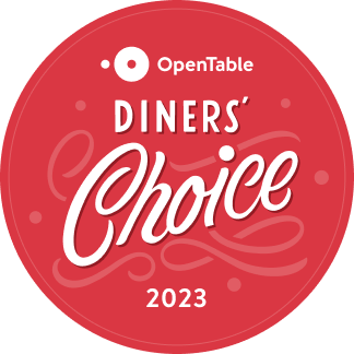 A red circle with the words diners choice on it