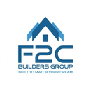 F2C Builders Group logo in blue with house roof icon and tagline “Built to Match Your Dream”