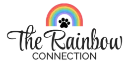 Logo: rainbow over paw print with