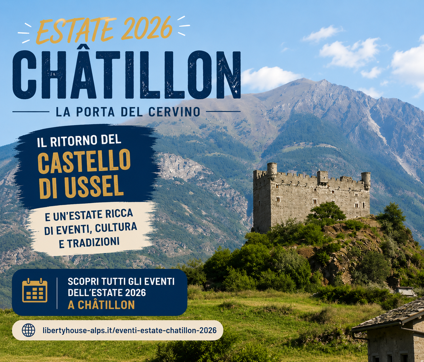 Il Castello di Ussel domina Châtillon dall'alto, simbolo medievale della Valle d'Aosta.