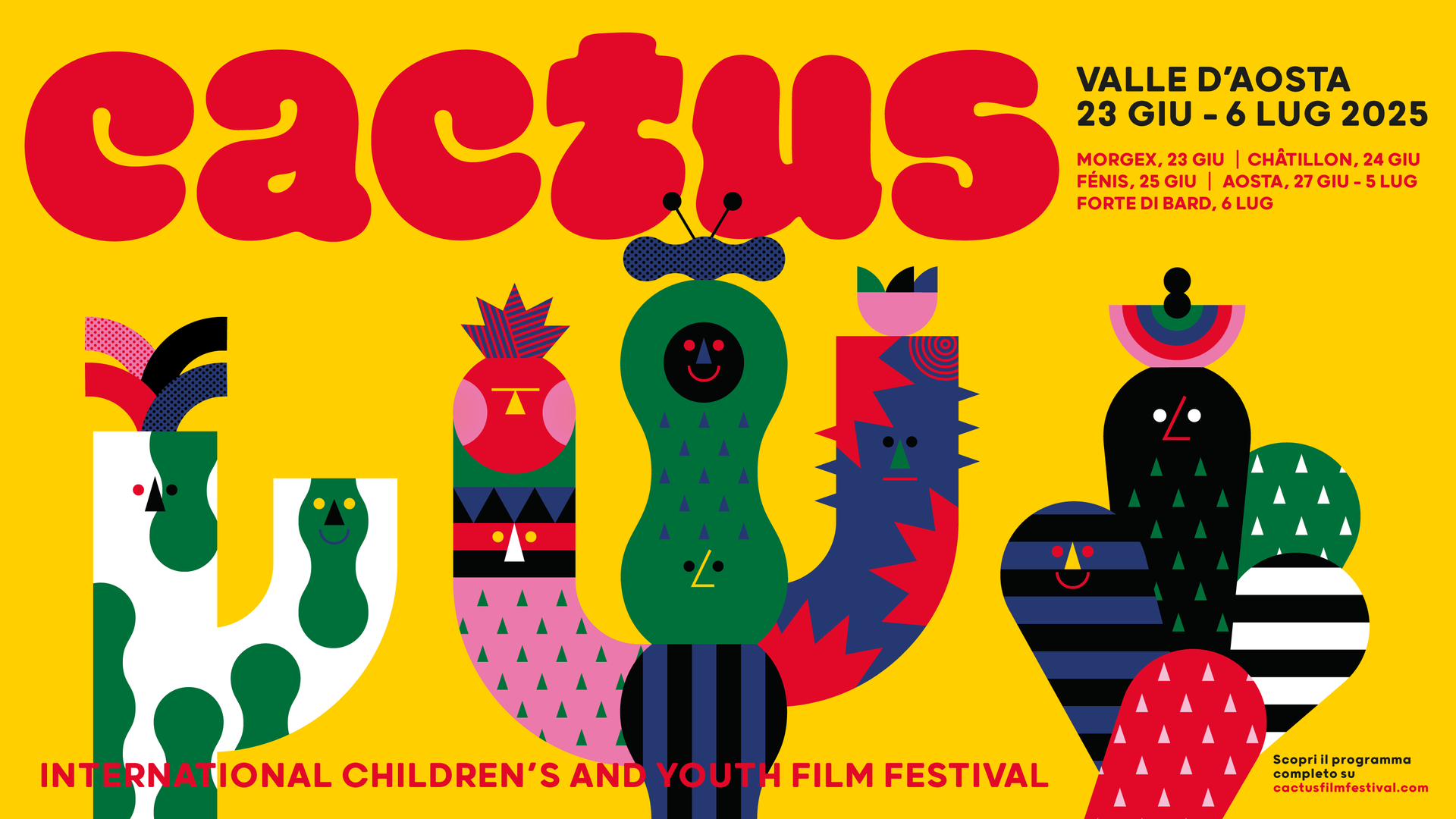 Locandina ufficiale del Cactus Film Fest 2025 in arrivo a Châtillon, festival di cinema giovane e sostenibile