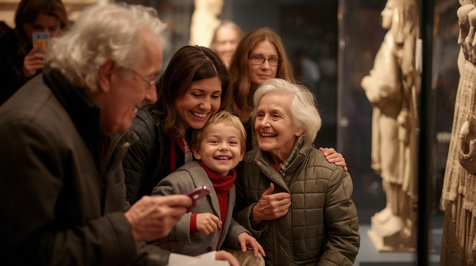 Concept fotografico della Festa dei Nonni in Valle d’Aosta con nonni e nipoti in visita ai castelli regionali.
