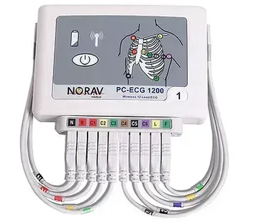 A picture of an ecg monitor with cables attached to it.