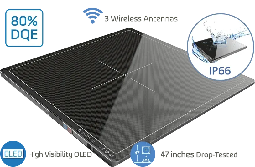 A picture of an x-ray machine that says 80 % dqe