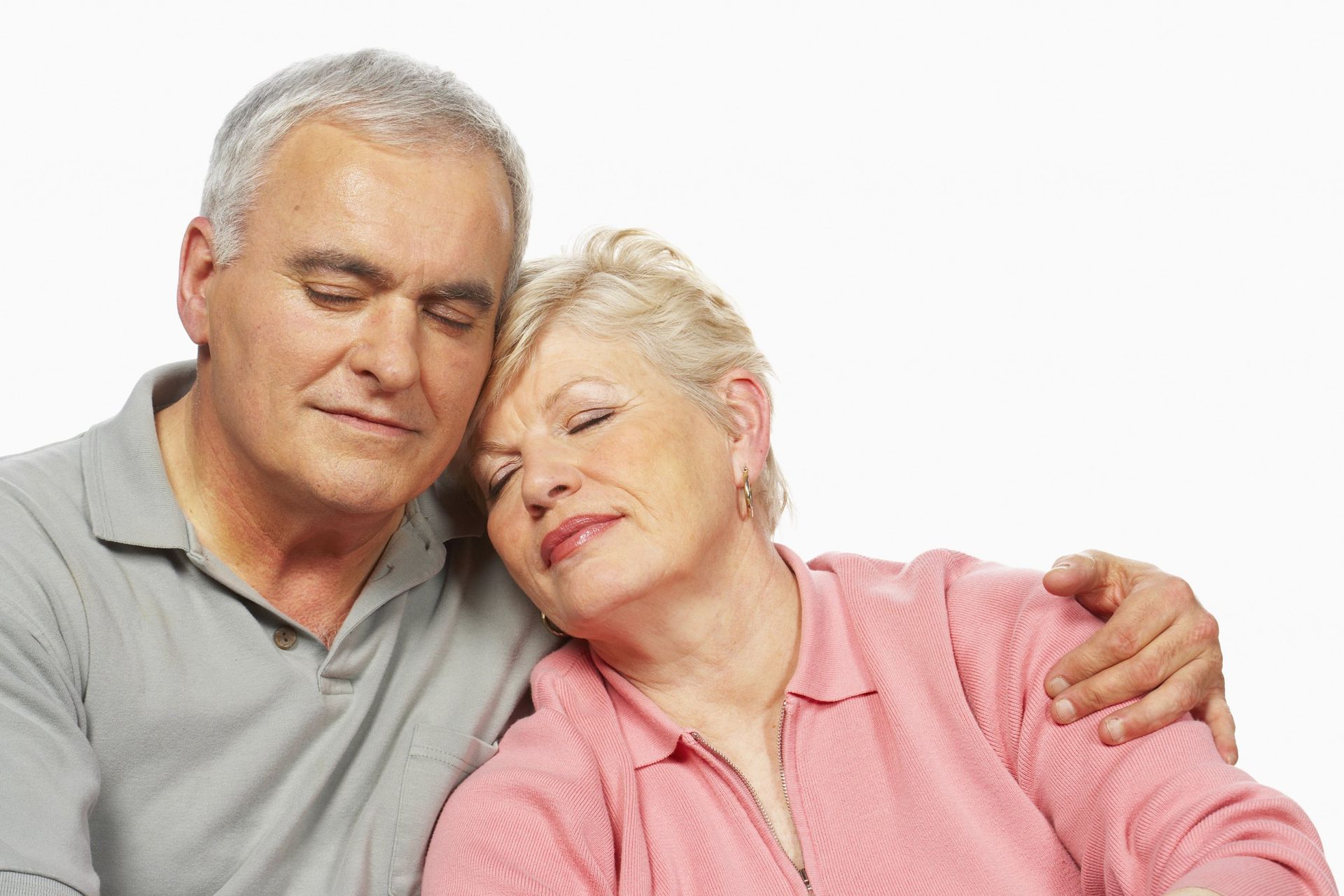 relieved elderly couple