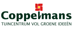 Coppelemans logo with green text and a red square emblem, 