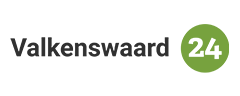 Het Valkenswaard 24-logo met zwarte tekst en een groene cirkel met daarin 