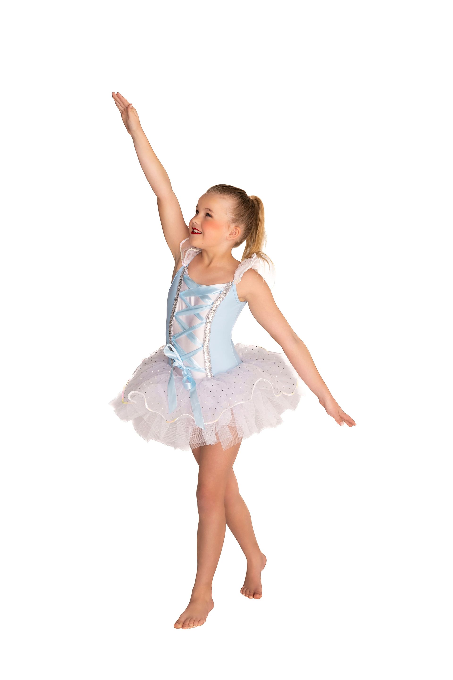 Young girl in blue tutu and leotard, arms outstretched, dancing — iDance Performance Co In Medowie, NSW