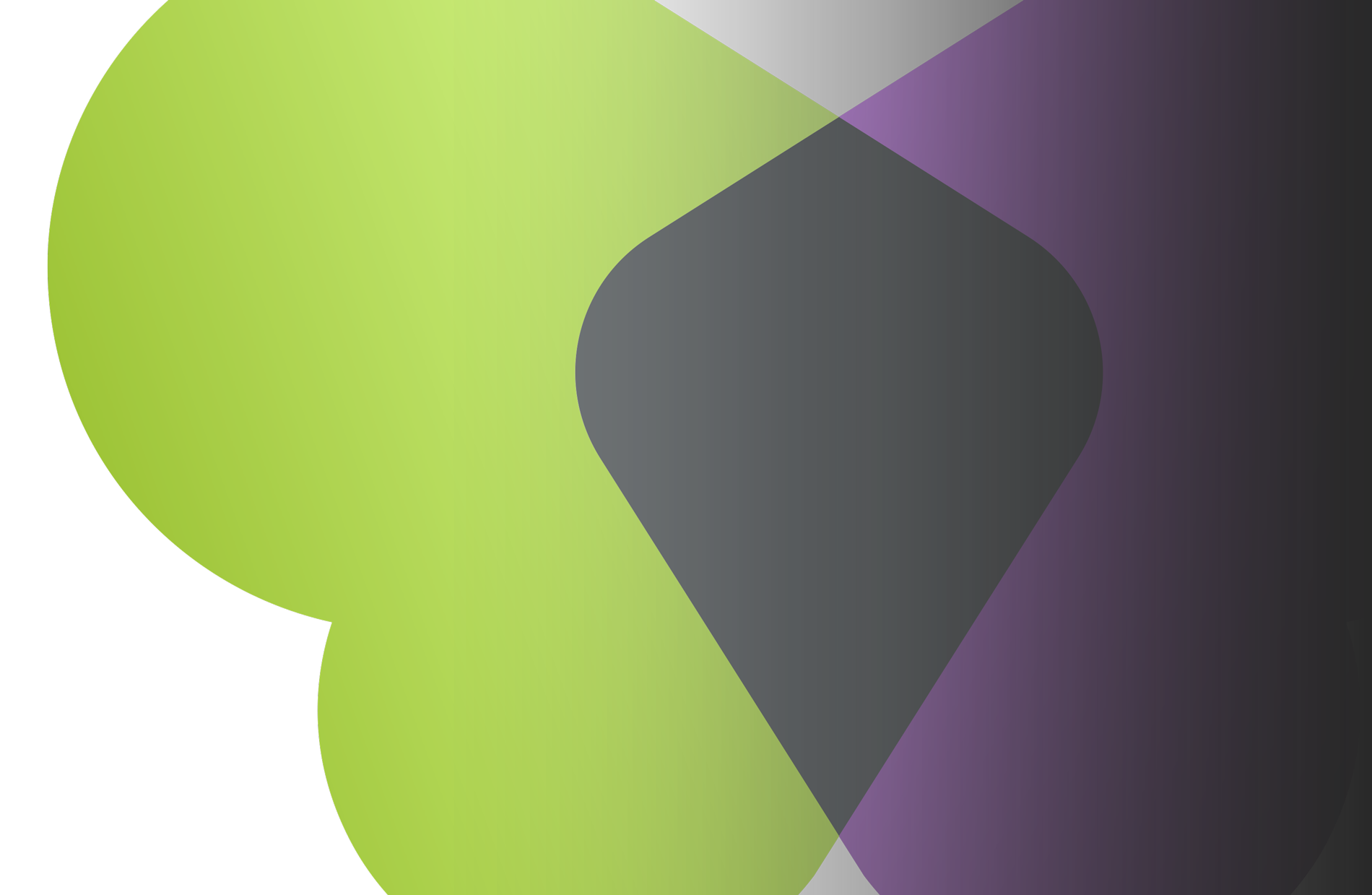 Ein grünes, violettes und schwarzes Herz auf weißem Hintergrund.