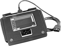 Diagnostic scan tool with screen displaying vehicle data, connected to a cable. | Tires On Location