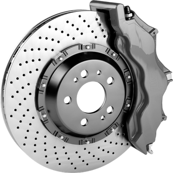 Drilled brake rotor with caliper. | Tires On Location