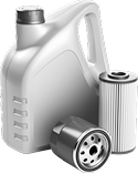 Oil container and two oil filters, likely for a car. | Tires On Location