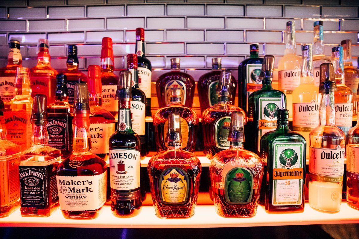 Whiskeys at Silverball bar in Columbia, MO.