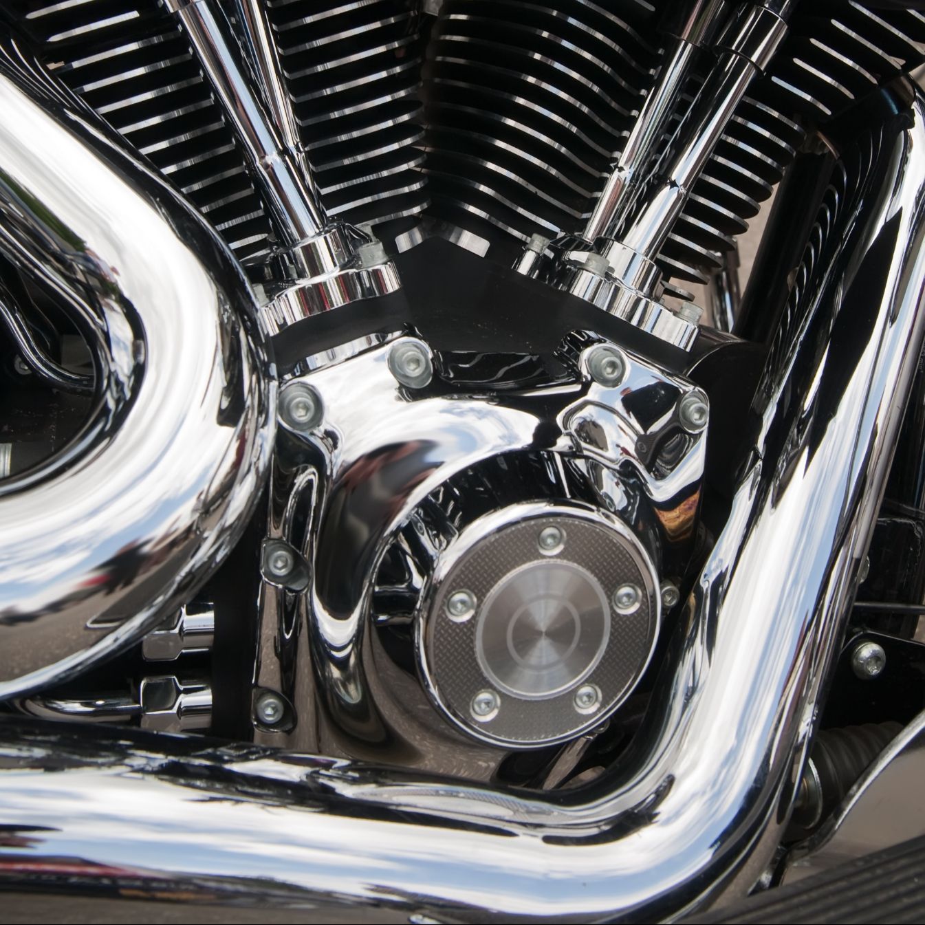 A close up of the engine of a motorcycle