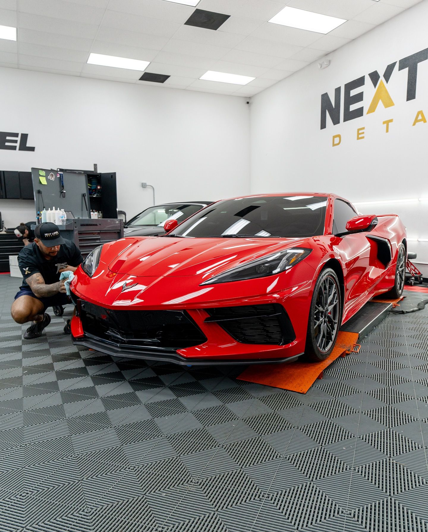 vehicle with ceramic coating parked inside the shop
