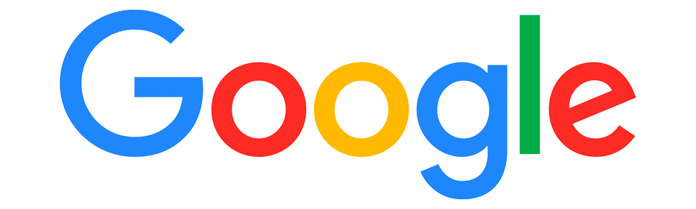 A close up of the google logo on a white background