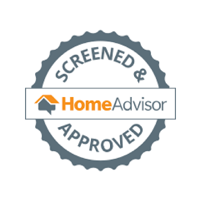 A screened and home advisor approved logo on a white background.