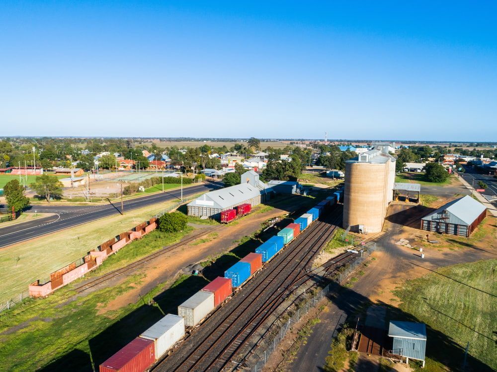 Country Town Scene with Train in Narromine— Oriel Refrigeration and Air Conditioning in Narromine, NSW