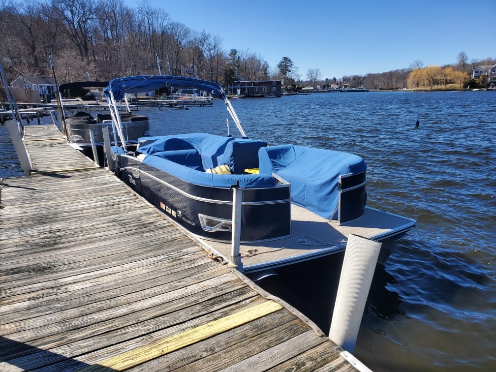 Boat Near Boat Slips — Mahopac, NY — Mahopac Marina