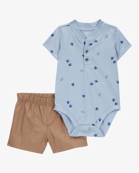 Conjunto de dos piezas Carter´s estampado dinosaurio - Azul/Marron