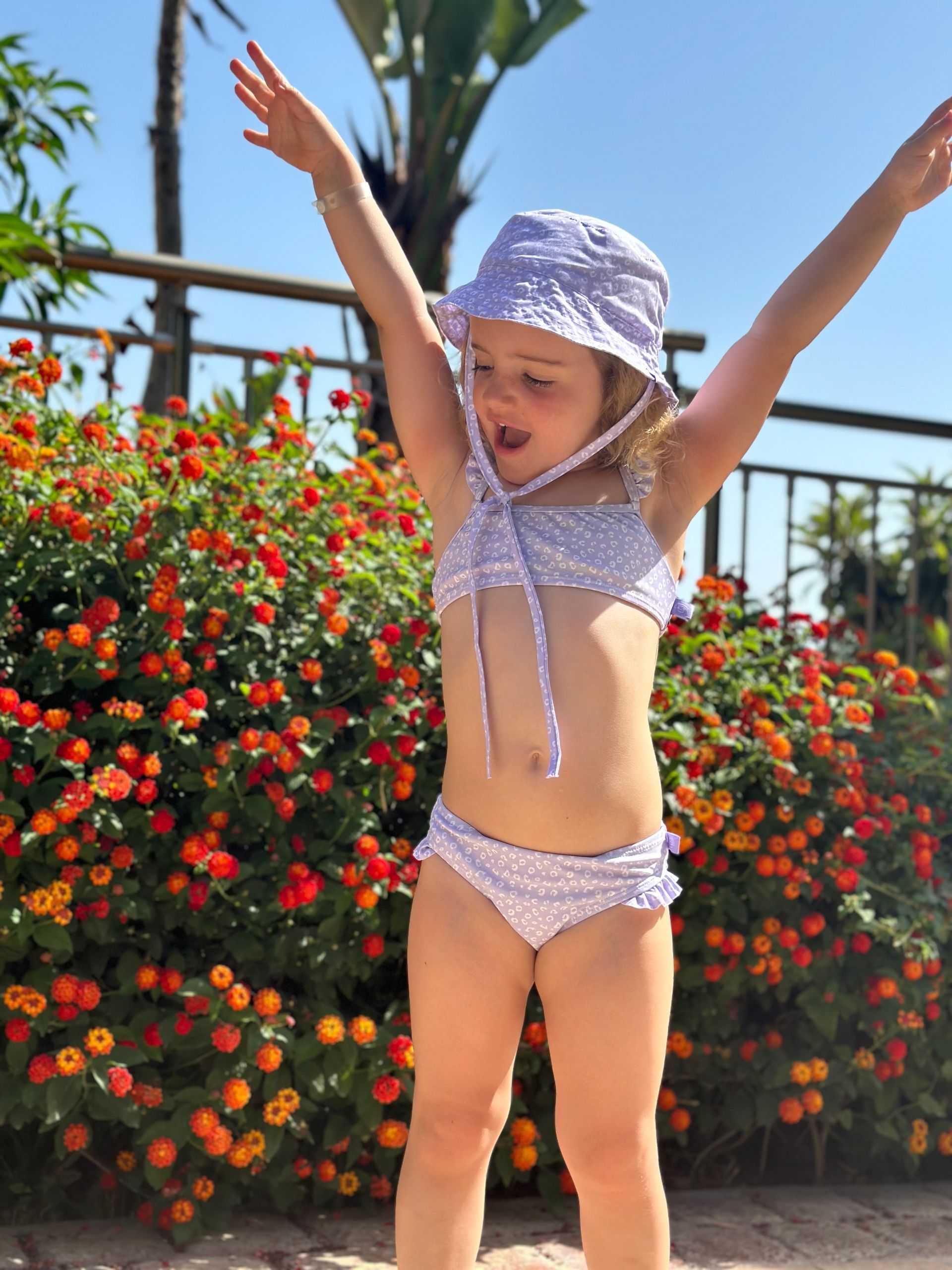 Bikini para niñas con Volante - Leopardo Lila