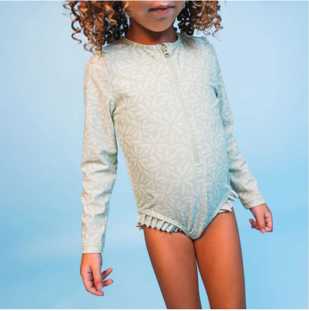 Bañador Protector para niñas Hojas Verdes