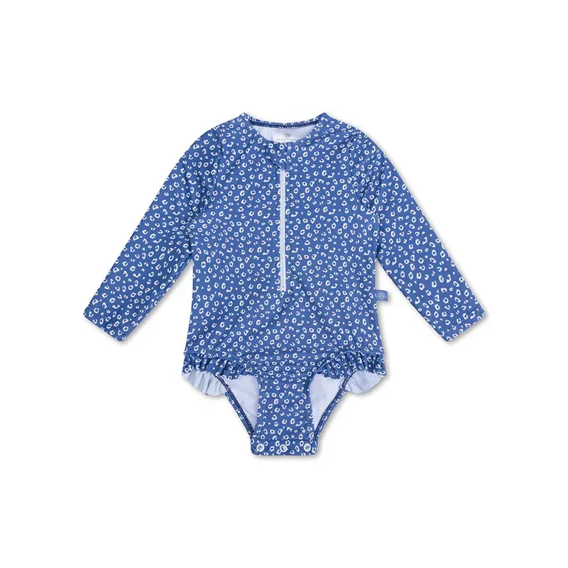 Bañador UV Niñas con Mangas - Azul - Leopardo