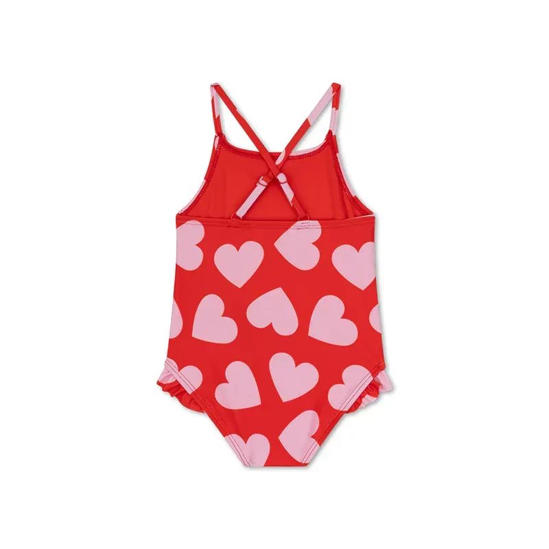 Malla entera Niña - Rojo - Corazones