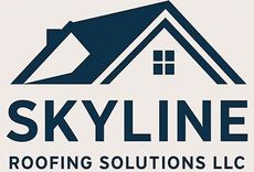 The logo for skyline roofing solutions llc shows a house with a roof.