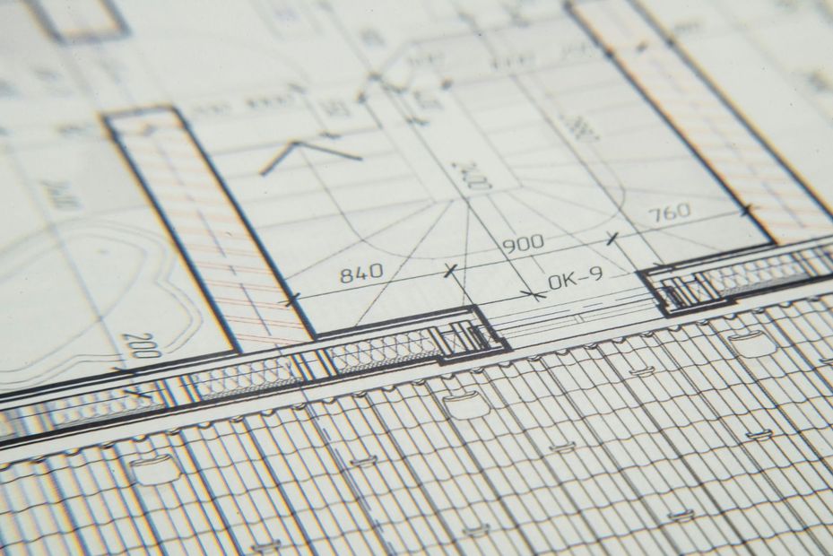 A black and white drawing of a floor plan