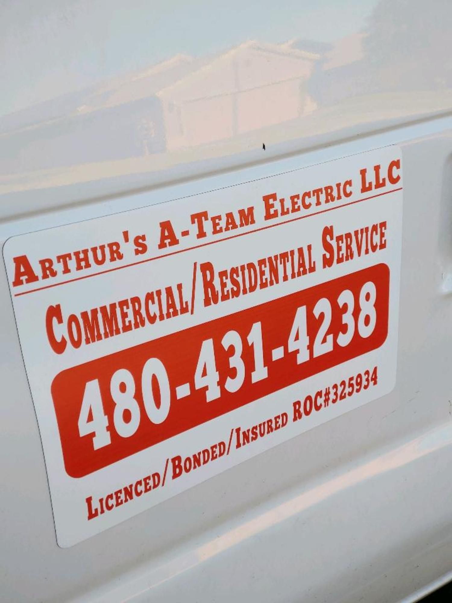An arthur 's a-team electric llc commercial / residential service sign