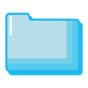 A blue folder icon on a white background.