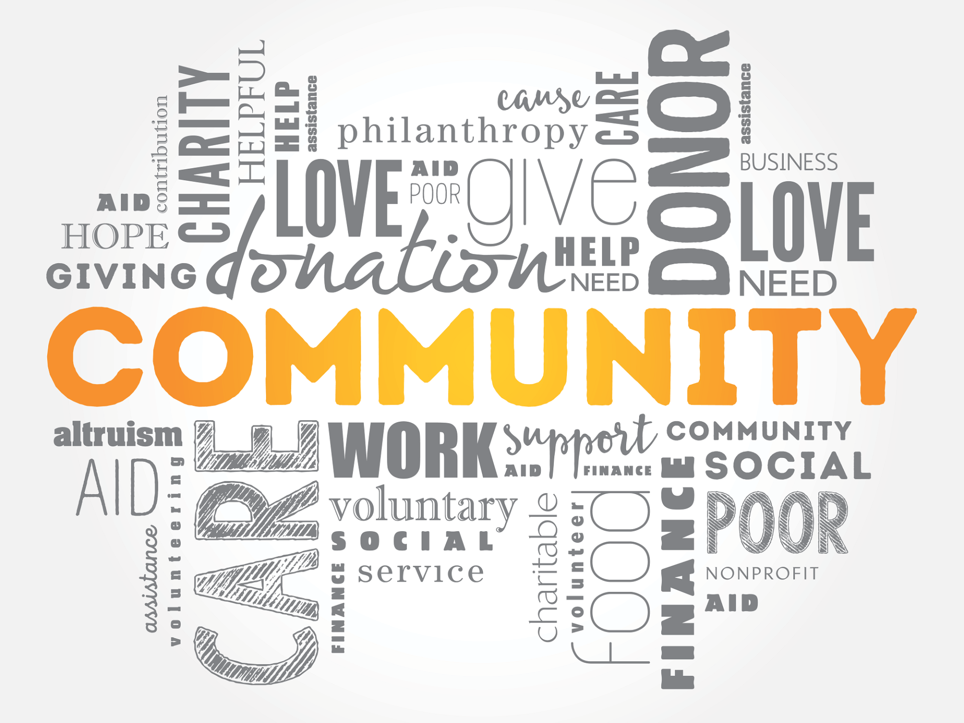 a graphic with words explaining the meaning of community