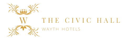 Logo for The Civic Hall Wayth Hotels, with crown and decorative elements.