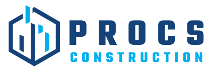 it is a logo for a construction company called procs construction .