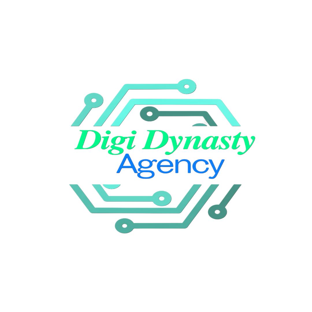 A logo for a digital dynasty agency with a circuit board in the middle.