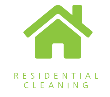 Green house logo with the words “Residential Cleaning” beneath it