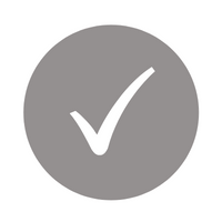 Gray circle with a white checkmark icon