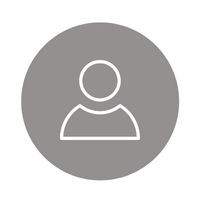 Generic user profile icon in a gray circle on a white background
