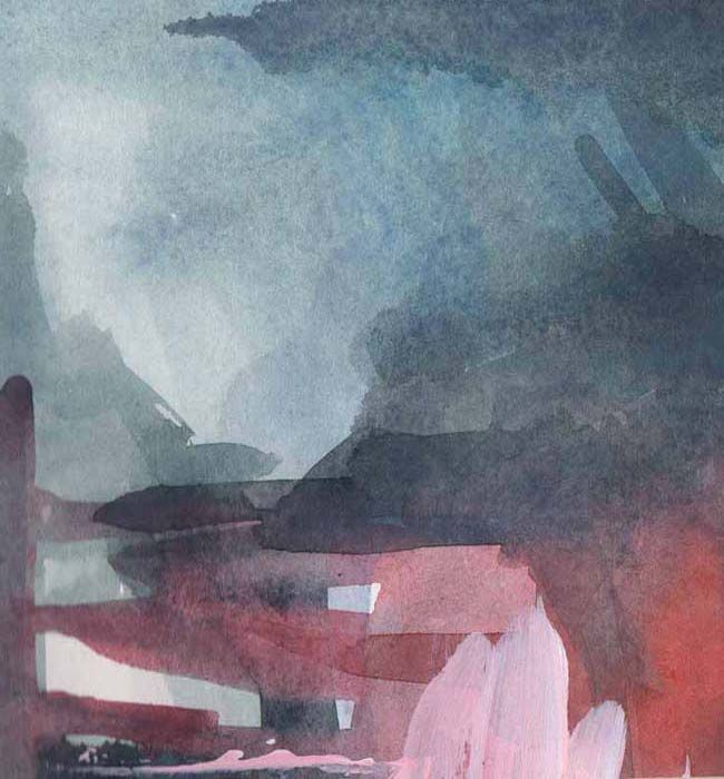 flooded land, watercolour sketch by Lorna Flanagan