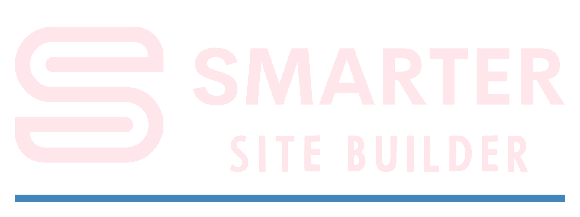 The logo for smarter site builder is pink and blue.