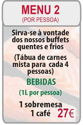 Um menu para um restaurante com um preço de 20 euros