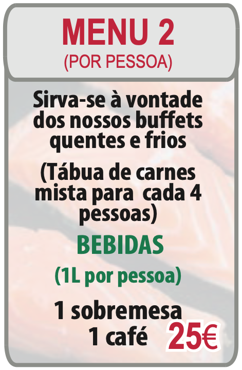 Um menu para um restaurante com um preço de 20 euros