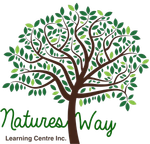 The logo for natures way learning centre inc. shows a tree with green leaves.