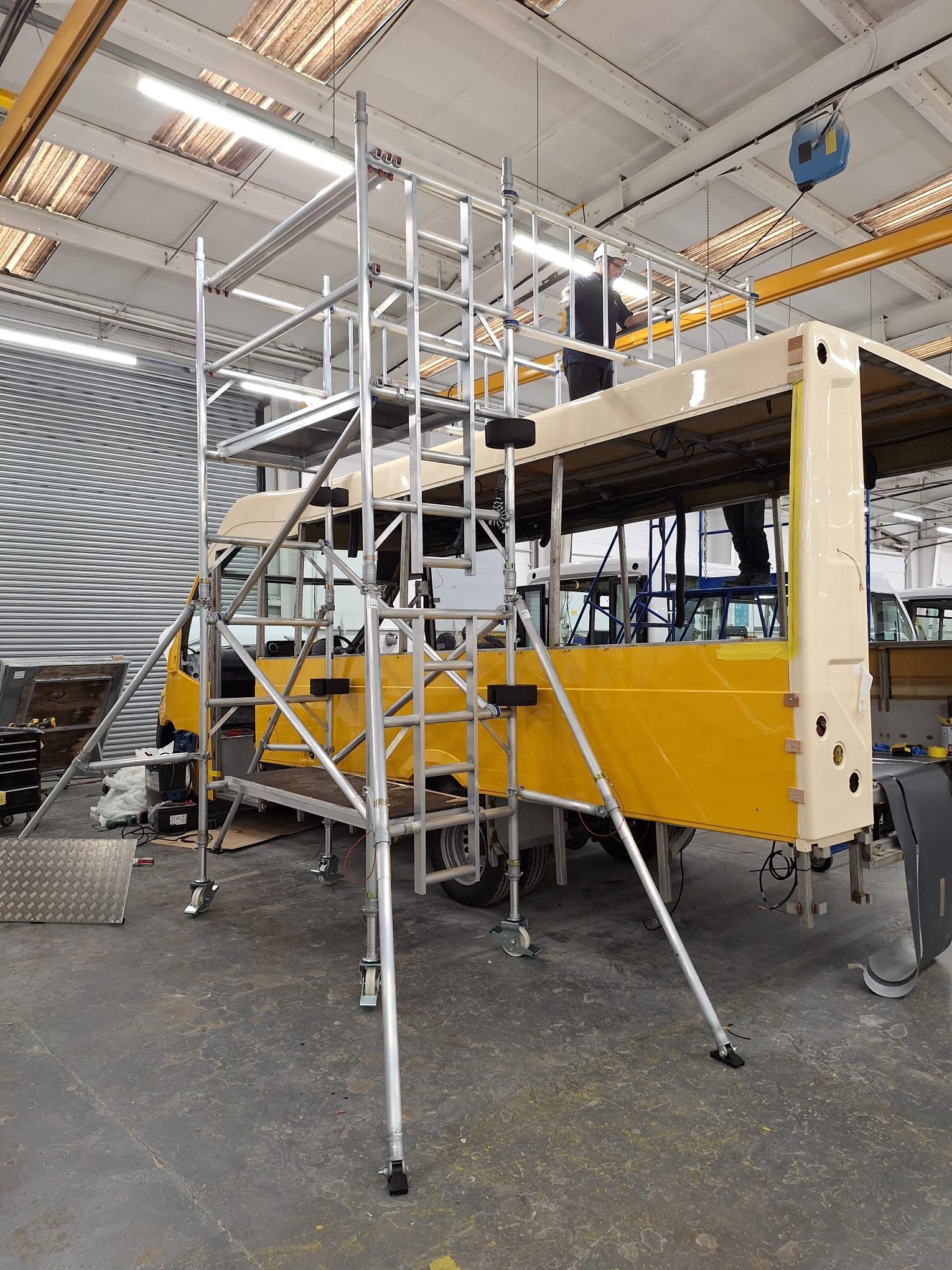 Secure Boxing Ring Tower for access to the roof of the bus for maintenance