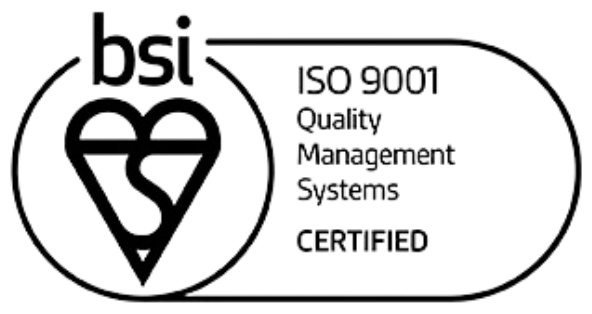 A logo for bsi iso 9001 quality management systems certified