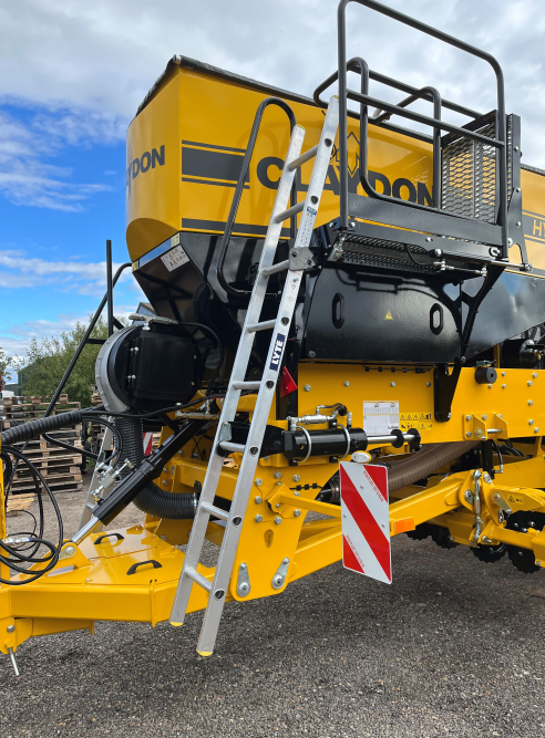 Ladder on a Claydon agricultural machine