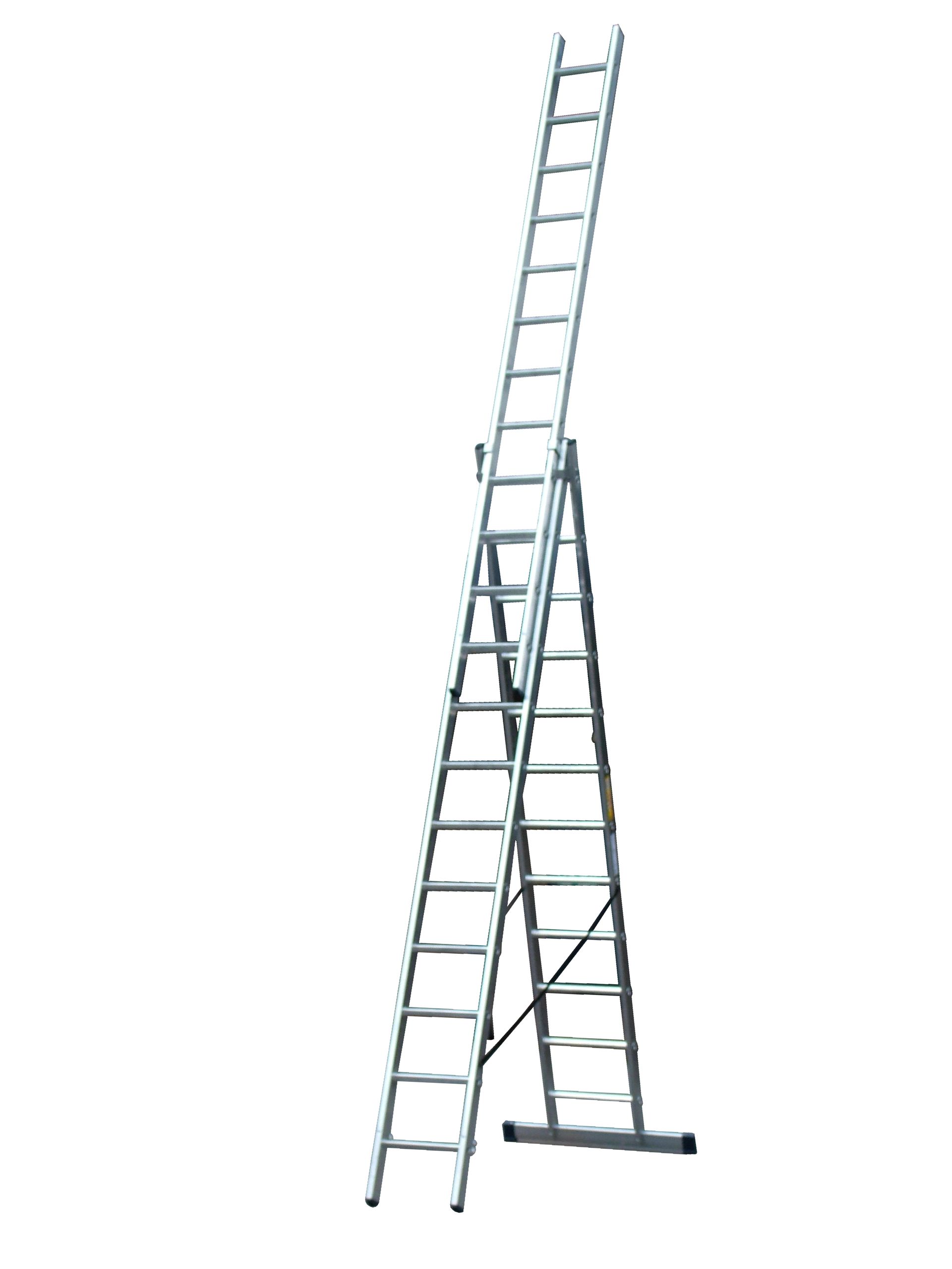 A ladder is standing upright on a white background.
